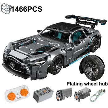 1466 шт., техническое покрытие серого цвета, спортивный автомобиль AMG GT 50, строительные блоки, гоночный автомобиль, Сборка кирпичей, игрушки, подарки для мальчиков и детей
