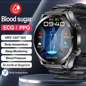 ET450 ЭКГ + PPG Частота сердечных сокращений Кровяное давление Кислород в крови ВСР Женский Монитор здоровья 1,39 дюймовый HD экран Мужские Умные часы для Здоровья + коробка
