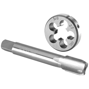 Правосторонний метчик с резьбой 5/8 '-27 и набор штампов 5/8-27 UNS HSS Tap Die Kit 0,941 мм Высококачественные Детали для инструментов с ручкой