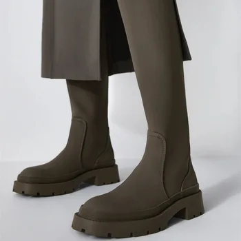 Дизайнерская Повседневная женская обувь до колена; Новинка 2022 года; Зимние Зимние ботинки 
