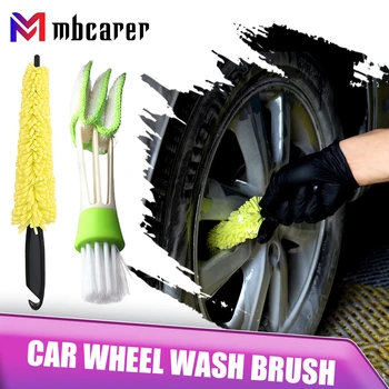 Щетка для чистки автомобиля с пластиковой ручкой, щетка для мытья колес, обода шин, Автоматическая щетка для мытья Губок, очиститель для мытья инструментов