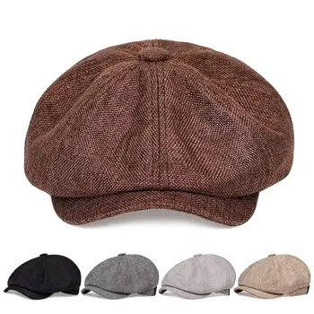 Мужская кепка-берет унисекс, тонкая повседневная шляпа газетчика, восьмиугольная кепка, ретро-берет, шляпа в стиле хип-хоп, кепки