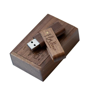 Бесплатные образцы Деревянная Подарочная коробка USB 2,0 Флэш-накопитель Реальной Емкости Флеш-накопитель с Бесплатным Пользовательским логотипом Memory Stick 64 ГБ/32 ГБ/16 ГБ/8 ГБ U-диск