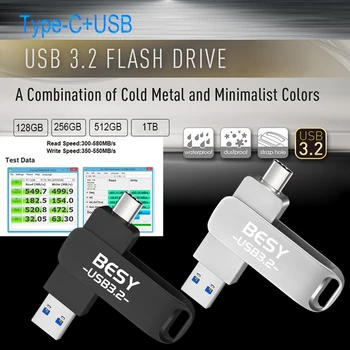 Мини-металлическая флешка OTG USB 3.2, высокоскоростная флэш-флешка, карта памяти 32 ГБ 64 ГБ 128 ГБ флешка usb-накопители U USB-накопитель