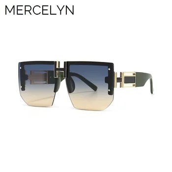 Роскошные брендовые солнцезащитные очки для мужчин и женщин, винтажные модные очки без оправы, популярные оттенки Ins унисекс