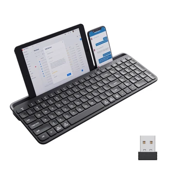 Многофункциональная Bluetooth-клавиатура 2.4G: Беспроводная клавиатура FD Super Slim с низким профилем и подставкой для офисных компьютеров и планшетных ПК