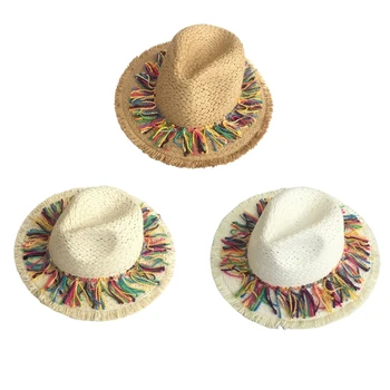 Соломенная шляпа Мексиканцев Starw, шляпа Сомбреро, Фетровая шляпа с кисточками D5QB