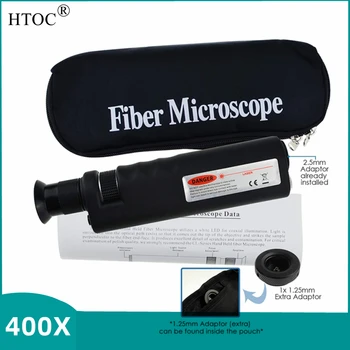 400-кратный ручной волоконно-оптический микроскоп для контроля с коаксиальным освещением, включая адаптеры 2,5 мм и 1,25 мм