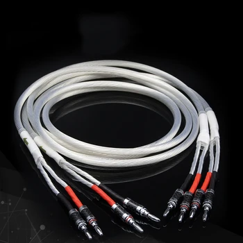 Одна пара HIFI посеребренных акустических кабелей Hi-end 4N OFC Акустический провод для систем Hi-fi Y-образный кабель типа 