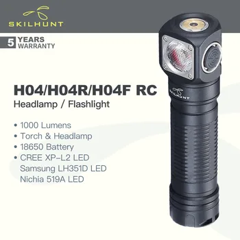 Skilhunt H04/H04R/H04F Радиоуправляемая светодиодная фара/фонарик, 1000 Люмен, Аккумулятор 18650, Новый отражатель UDOC, Защита от обратной полярности