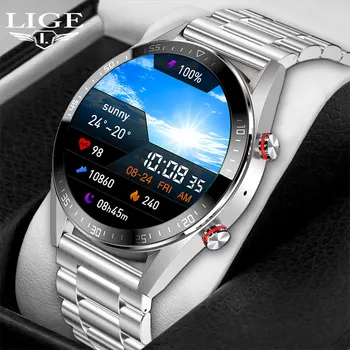 LIGE 454*454 AMOLED Экран Смарт-Часы Bluetooth Вызов Музыкальный Плеер Мужские Часы Новые IP68 Водонепроницаемые Роскошные Умные Часы Для Мужчин + Подарок