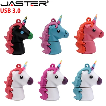 Флэш-накопитель JASTER Rainbow Unicorn USB 4 ГБ 8 ГБ 16 ГБ 32 ГБ 64 ГБ Водонепроницаемая ручка USB 3,0 Memory Stick Милая Игрушка В Подарок На День Рождения