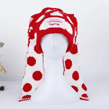 2023 новые зимние тюбетейки, Милая женская шапка с длинными ушами, красная вязаная костюмная шапочка-бини, Женский Рождественский подарок, хип-хоп кепка