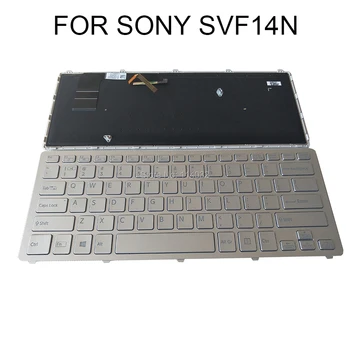 Сменные клавиатуры Клавиатура с подсветкой SVF14 для SONY Vaio SVF14N США Английский серебристый с рамкой KB Винт 14926402USX AEFI2R000203